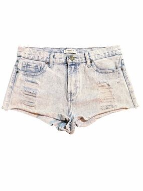 Forever 21 Light Acid-Wash Distressed Denim Shorts High Rise